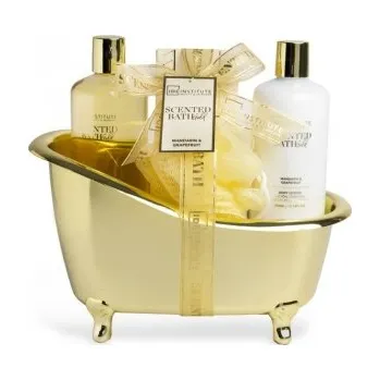 IDC INSTITUTE: Dárkový set do koupele „GOLD“-(sprcháč+těl. mléko, sůl do koupele+houba) K3085