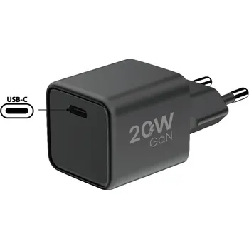 Pouzdro na mobilní telefon WG - Síťová nabíječka GaN 1x USB-C, PD 20W, 5V-9V-12V, černá 12482