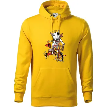Pánská mikina Bull terier anděl (Pecka design) - Mikina pánská Cape s kapucí - 5XL ( Žlutá )