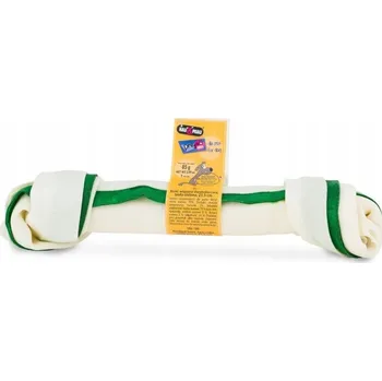 Pamlsek pro psa HAU MIAU Kost vázaná dvoubarevná, bílo-zelená 21,5 cm