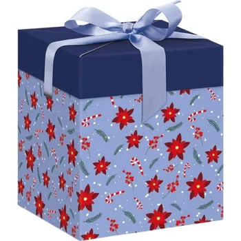 Dárková krabička Vánoční dárková krabička – modrá, 12×12×15 cm
