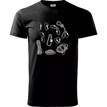 Pánské tričko Horolezecké karabiny - Triko extra velké (5-8XL) - 8XL ( Černá )
