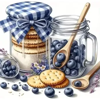 Diamantové malování Diamantové malování/Homfun - Borůvkové pokušení + perleťové kamínky (30x30)