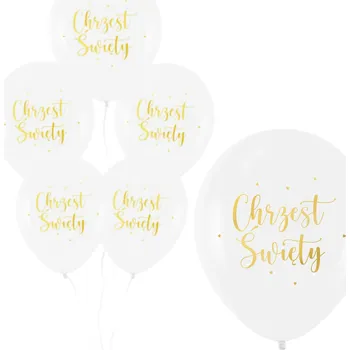 Balónek SADA BALÓNKŮ NA KŘTINY SVATÝ VELKÉ BÍLÉ HELIUM DEKORACE 6 KS