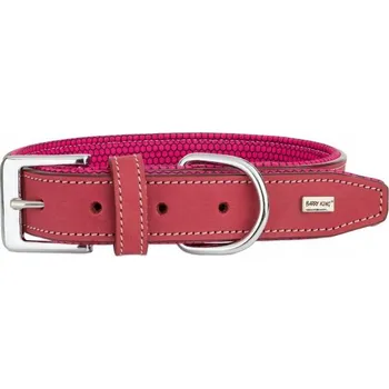 Obojek pro psa Barry King Kožený obojek, XL: 43-53 cm/30 mm, tmavě růžový