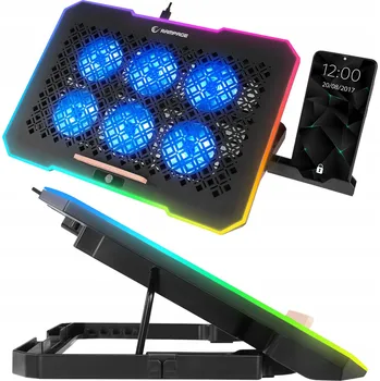 Chladicí podložka pod notebook Rampage FREEZ 9-17" RGB, 6 ventilátorů, černá