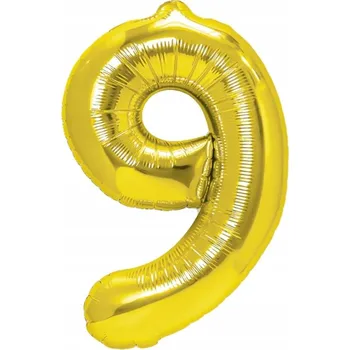 Balónek Fóliový balónek PartyPal číslice 9 zlatý 100 cm