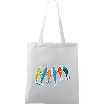 Nákupní taška Rybářské návnady - Taška bavlněná - 42 x 38 cm ( Bílá )
