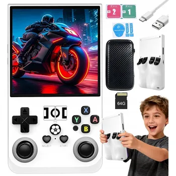 Herní konzole PŘENOSNÁ HERZNÍ KONZOLE RETRO R36MAX 64GB, BÍLÁ