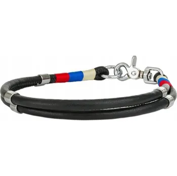 Obojek pro psa Barry King Lanový obojek, S 46 cm/6 mm, černý, modré/červené vložky