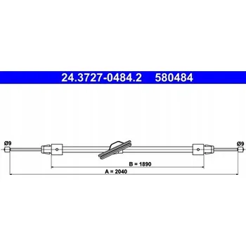 Brzdová hadice Lanko ruční brzdy ATE 24.3727-0484.2