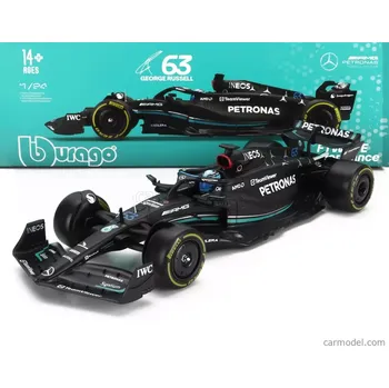 autíčko Bburago Mercedes gp F1 W14 Team Mercedes-amg Petronas Formula One N 63 Season 2023 George Russell - With Pilot And Showcase 1:24 Matt Black