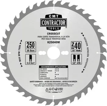 Pilový kotouč Pilový kotouč na dřevo, Masterpack - D160x2,2 d20 Z24 HW, 10ks, - K16024H-X10, CMT Contractor