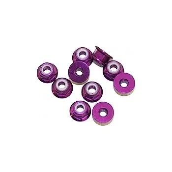 RC náhradní díl Ultimate Racing M4.alu samojistné matičky s osazením fialové (10 ks.)