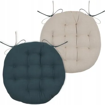 Polštář Polštář na židli DUO 38 cm kobaltová béžová oboustranná bavlna s tkaničkami