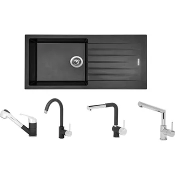 Kuchyňský dřez Set Sinks PERFECTO 1000 + baterie Barva: Bílá, Baterie: ENIGMA S GR, Označení: Milk + Dárek