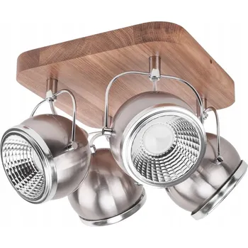 Kulaté dřevěné Stropní Svítidlo včetně 4x GU10 LED Max. 6W Dub olejovaný/Saténový kov