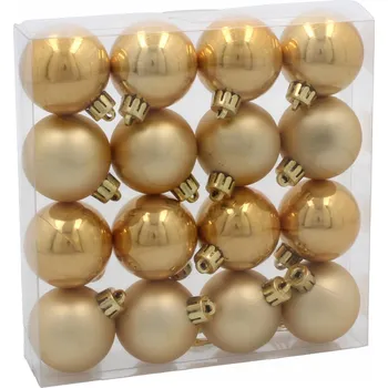Vánoční dekorace Sada 16 vánočních baněk na stromeček 4 cm, zlaté vánoční baňky na stromeček