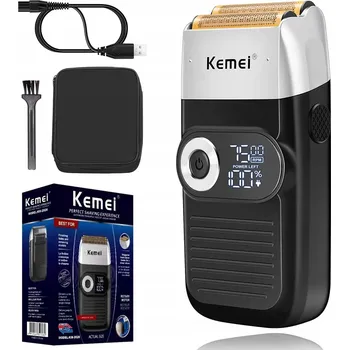 Dobíjecí planžetový holicí Holicí Strojek Kemei černý se zastřihovačem