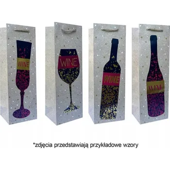 Dárková taška Dárková taška Láhev na víno 12x35x9 cm, mix, 1 ks