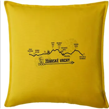 Polštář Profil Žďárské vrchy - Polštář 50x50 - 50x50 - Pouze potah ( Žlutá )