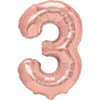 Balónek Fóliový balónek číslice číslice 3 ROSEGOLD narozeniny 40 cm