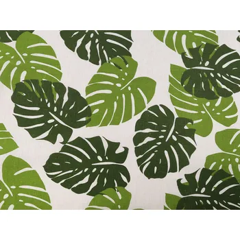 Bavlněná metráž / imitace lnu hrubší, monstera, barva 2 zelená monstera