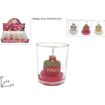 Svíčka PROHOME - Svíčka vánočná ve skle různé barvy