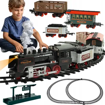 Vláček a vláčkodráha Elektrická vláčkodráha Parní lokomotiva VLÁČEK GIGANT kolejnice 650 cm PÁRA KOUŘ