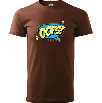 Pánské tričko Sablio Tričko s potiskem Oops! - hnědé S
