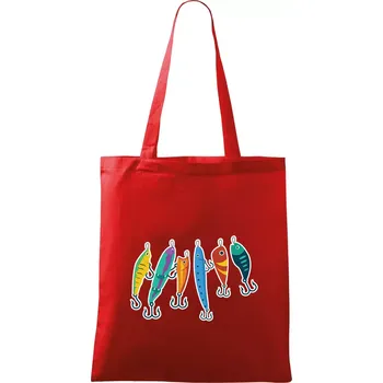 Nákupní taška Rybářské návnady - Taška bavlněná - 42 x 38 cm ( Červená )