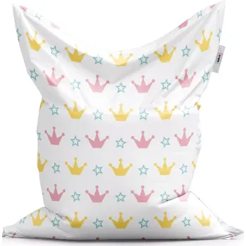 Sedací pytel Sablio Sedací vak Classic Růžové korunky na bílé - 150x100 cm