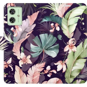 Pouzdro na mobilní telefon Flip pouzdro iSaprio na mobil Motorola Moto G54 5G - Flower Pattern 08 s kapsičkami na karty (Knížkové flipové pouzdro iSaprio pro mobil Motorola Moto G54 5G - Flower Pattern 08 - elegantní obal s kapsami, stojánkem a magnetickým zavíráním)