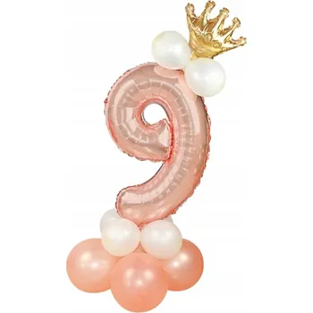 Balónek Sada balónků s číslem devět, 15x růžové zlato