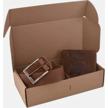 Peněženka MERCUCIO - Set kožený opasek a kožená peněženka - vzor Pstruh - pap. krabička