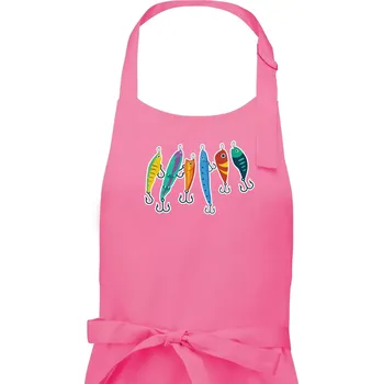 Kuchyňská zástěra Rybářské návnady - Pánská zástěra na vaření - Univerzální velikost ( Růžová )