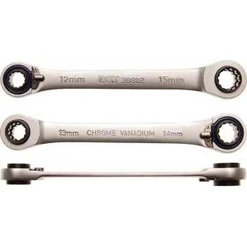 Klíč Očkový klíč s ráčnou "4 v 1" BGS1030812 - 12 x 13 a 14 x 15 mm (BGS1030812) (ráčna 72 zubů, 12hranný profil)