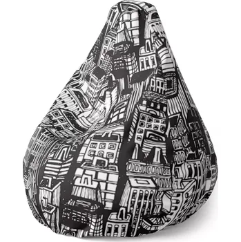 Sedací pytel Sablio Sedací vak Pear Kreslené mrakodrapy - 140 x 100 x 25 cm