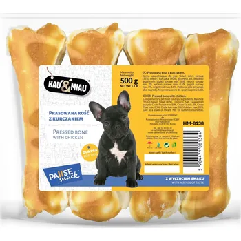 Pamlsek pro psa Hau Miau Lisovaná kost s kuřecím masem 500g 8138