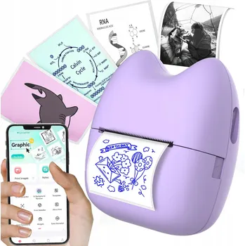 Mini termální tiskárna Fotuś Kotuś pro děti A02 53mm Bluetooth samolepky