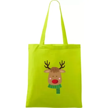 Nákupní taška Jelen se šálou - Taška bavlněná - 42 x 38 cm ( Limetková )