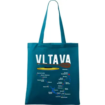 Mapa řeky Vltavy - Taška bavlněná - 42 x 38 cm ( Petrolejová )