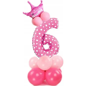 Balónek Sada balónků s číslem šest 15 ks růžová