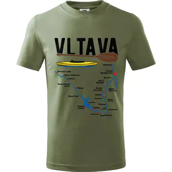 Mapa řeky Vltavy - Tričko dětské bavlněné - 134 cm/8 let ( Khaki )