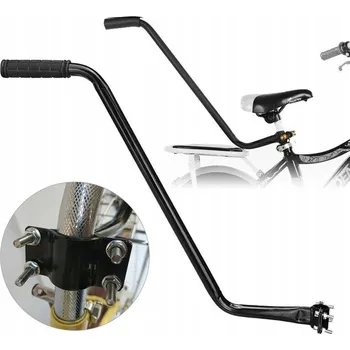 Dětské vozidlo Držák odrážedlo ROCKET ocelový, černý, pro výuku jízdy na kole