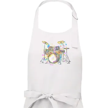 Kuchyňská zástěra Bicí barevné splash - Dámská zástěra na vaření - Univerzální velikost ( Bílá )