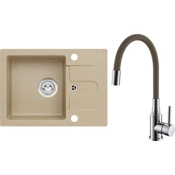 Kuchyňský dřez Set Alveus (dřez Cortina 10 Beige 55, bez excentru + baterie Mintas Béžová/Chrom) SETA25166
