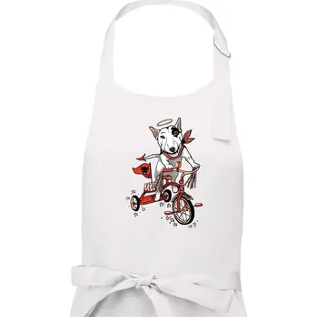 Kuchyňská zástěra Bull terier anděl (Pecka design) - Dámská zástěra na vaření - Univerzální velikost ( Bílá )