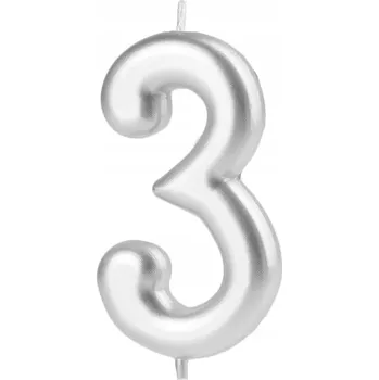 Dortová svíčka Svíčka PartyPal číslice 3 stříbrná