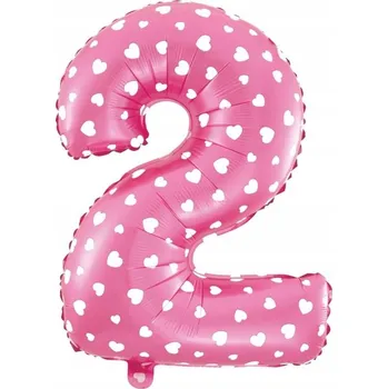 Balónek FOLIOVÝ BALÓNEK RŮŽOVÝ SE SRDÍČKY ČÍSLICE 40 CM 2